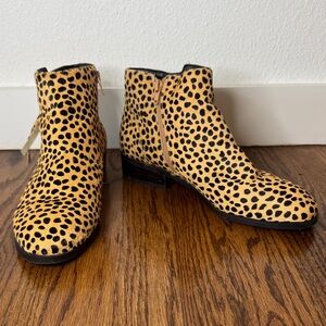 Sole Society Abbott Calf Hair Cheetah Print Ankle Booties, Sz 9
